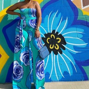 Floral Strapless Jumpsuit